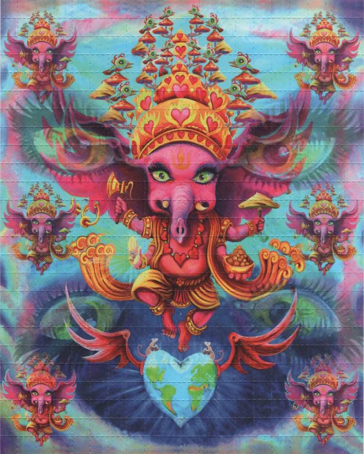 Pink Ganesh Blotter Art